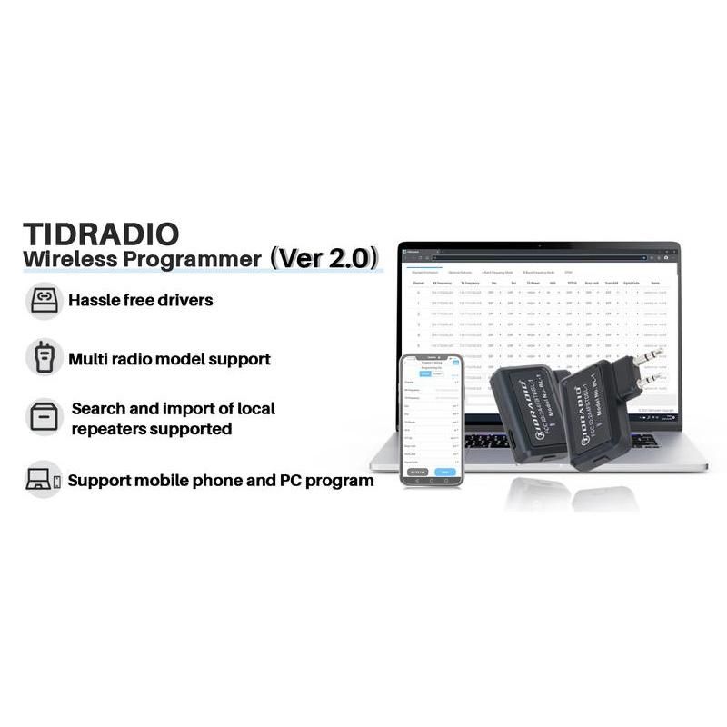 TIDRADIO Ham Radio Wireless Programmer for Walkie Talkie  Baofeng UV-5R and Wireless Programmer Adapter APP and Multiple Models No Driver Issues Instead of Program Cable Audio Bluetooth Audio Bluetooth Communication Device