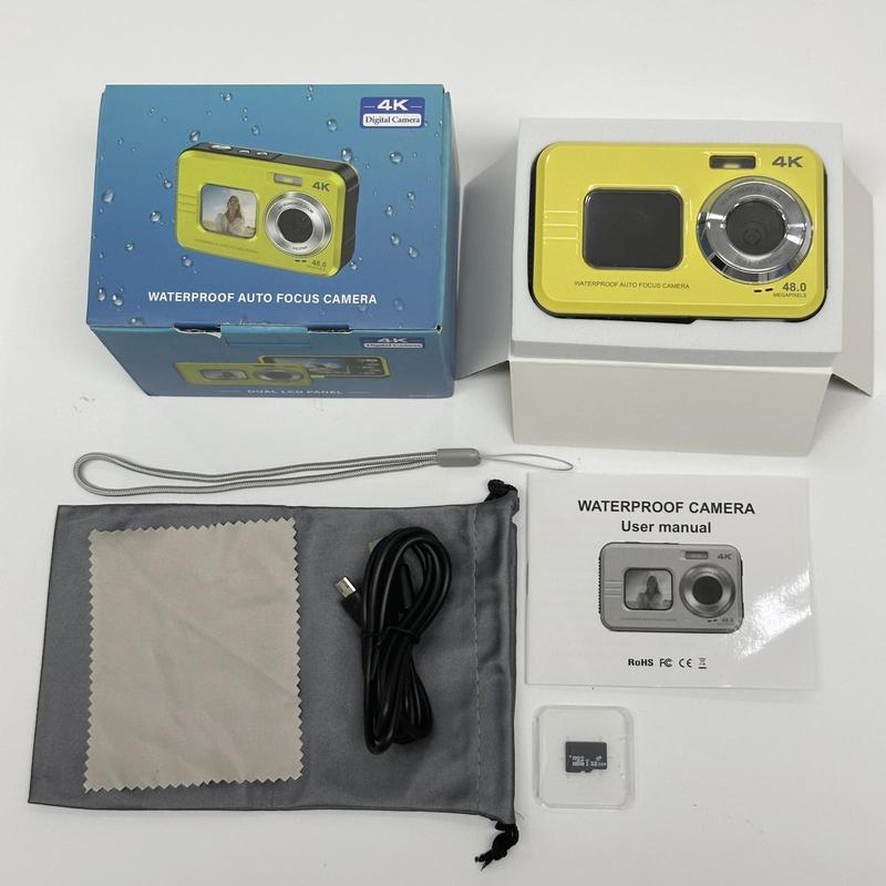 48MP Waterproof Digital Camera, Dual Screen 10ft Auto Focus Waterproof Camera Digital, 4K Video Resolution 16X Digital Zoom Underwater Camera, Vintage Digital Camera, Digital Cameras, Digital Cam, Outdoor Camera