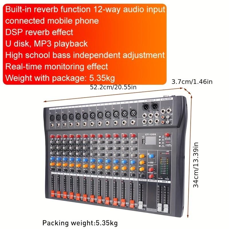 6 8 12 Channel Mixer: Professional mixer with USB, XLR, 48V power and RCA input output for all skill levels