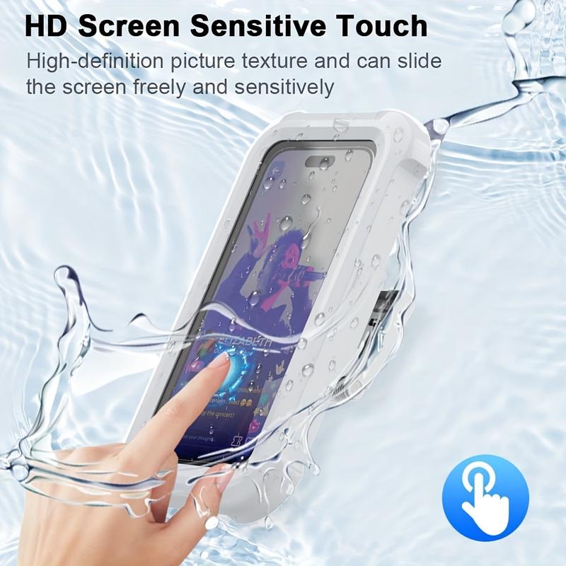 360° Rotatable Shower Phone Holder - Waterproof, Anti-Fog, High Sensitivity, Touchable, Angle Adjustable - White Shower Phone Mount with Clear View