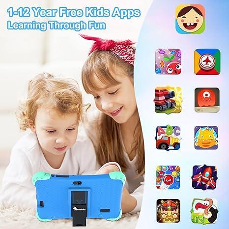 Kids Tablet 7 inch Android 12 Toddler Tablet Childrens Tablet for Kids 2-13 Quad-Core 2+32GB WiFi Bluetooth Dual Camera Parental Control with Drop-Proof Toddler Tablet Case