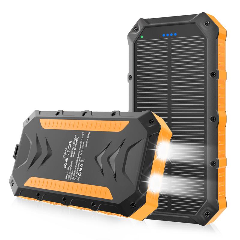 Summer Sale!  42800mAh Portable Charger featuring QC 3.0 Fast Charging, 15W 4 Ports USB C Battery Pack. Power your outdoor adventures with solar energy! Includes built-in Dual LED Flashlights for enhanced outdoor use during camping and travel.