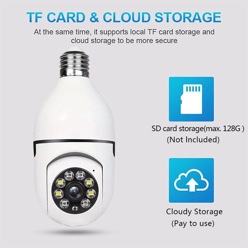 Dual Band WiFi Light Bulb Security Camera, 5G 2.4G 360 Degree Panoramic Wireless Home Monitoring Camera, Home Security Camera with Motion-Detection Alarm