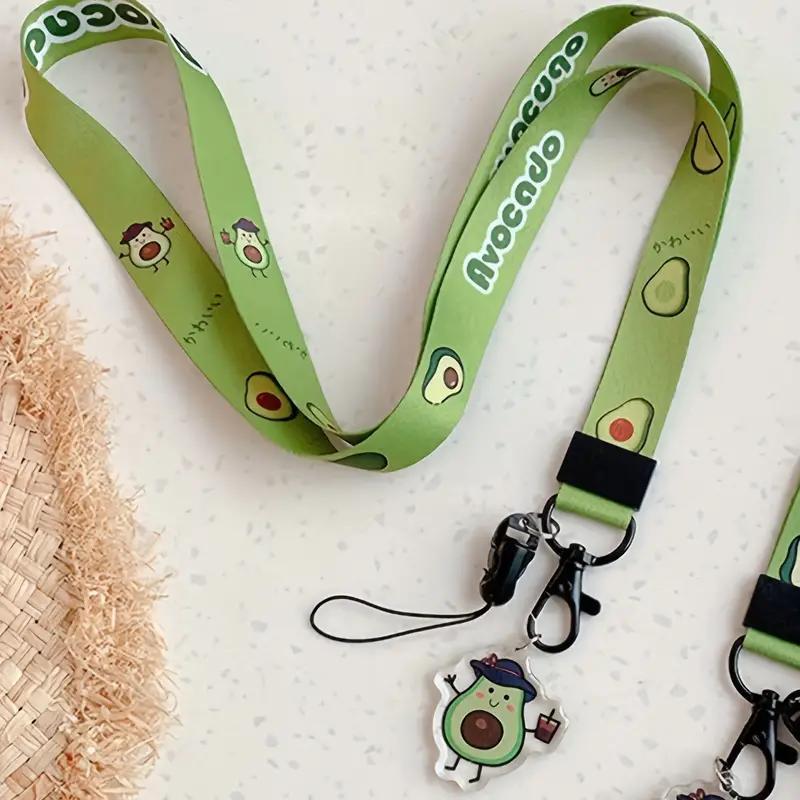 Avocado Pattern Phone Lanyard, Creative Mobile Phone Hanging Rope With Keychain, Cute Mobile Phone Chain