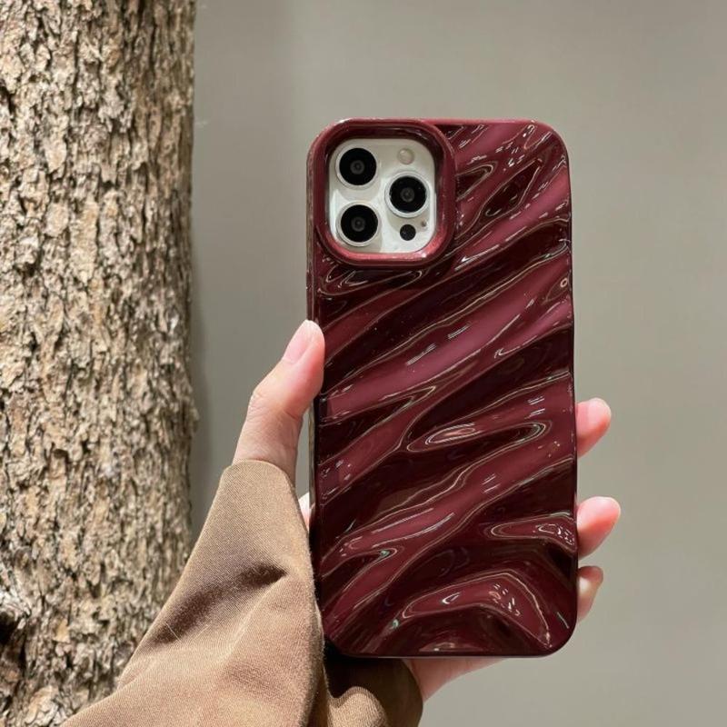 Minimalist 3D Wave Pattern TPU Phone Case, Decorative Phone Protector Cover, Phone Accessories Compatible with iPhone 11 12 13 14 15 Pro Max iPhone 16 Pro Case