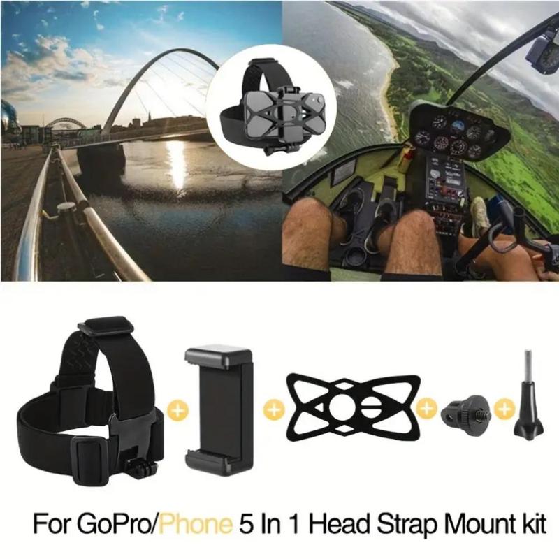 1 Set 5-in-1 Head Mounted Action Camera Mount With Random Accessories, Compatible For Gopro Hero 10 9 8 Action Camera Cell Phone, Phone Holder, Phone Rack, Phone Accessories