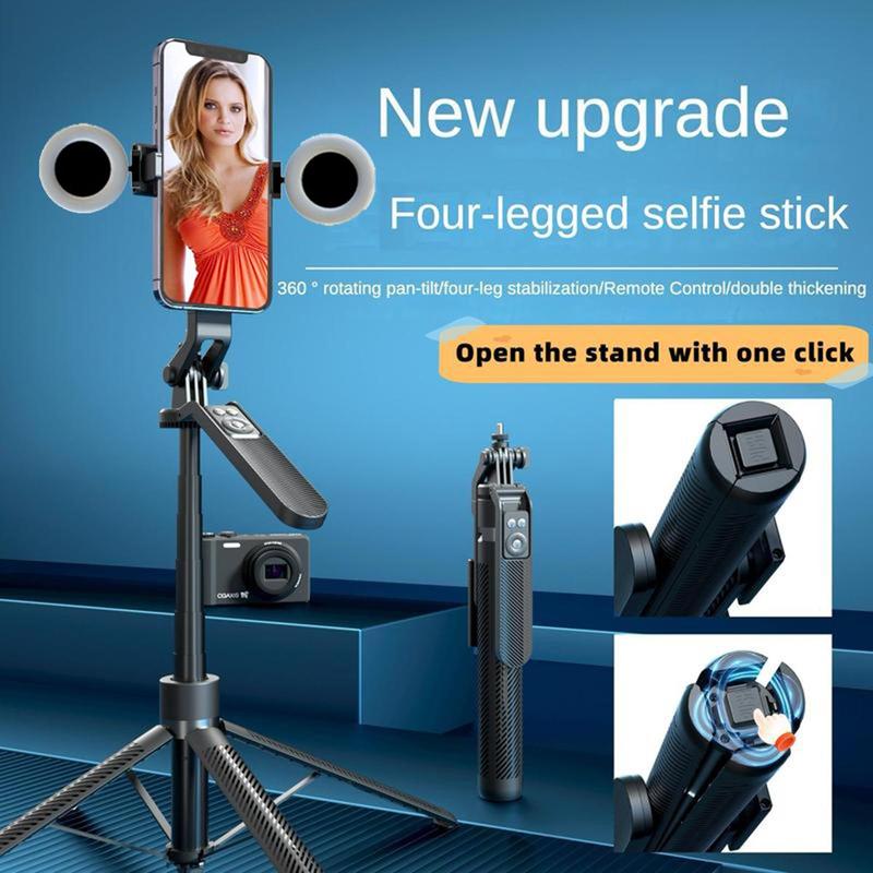 Wireless Selfie Stick with Fill Light, Multifunctional Wireless Selfie Stick with Remote Control, Portable Phone Stand for Live Streaming, Vlogging & Photography