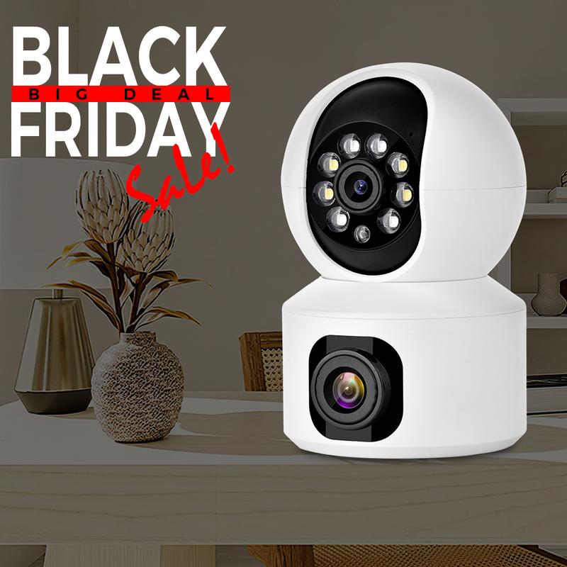 2K 360° PTZ Dual Lens PTZ Indoor Security Camera, 2.4G WiFi Smart Cam for Home, w Night Vision, Motion Detection, 2-Way Audio, Cloud & SD Card Storage