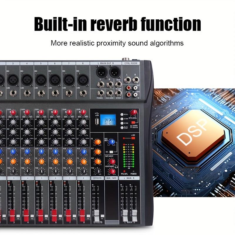 6 8 12 Channel Mixer: Professional mixer with USB, XLR, 48V power and RCA input output for all skill levels