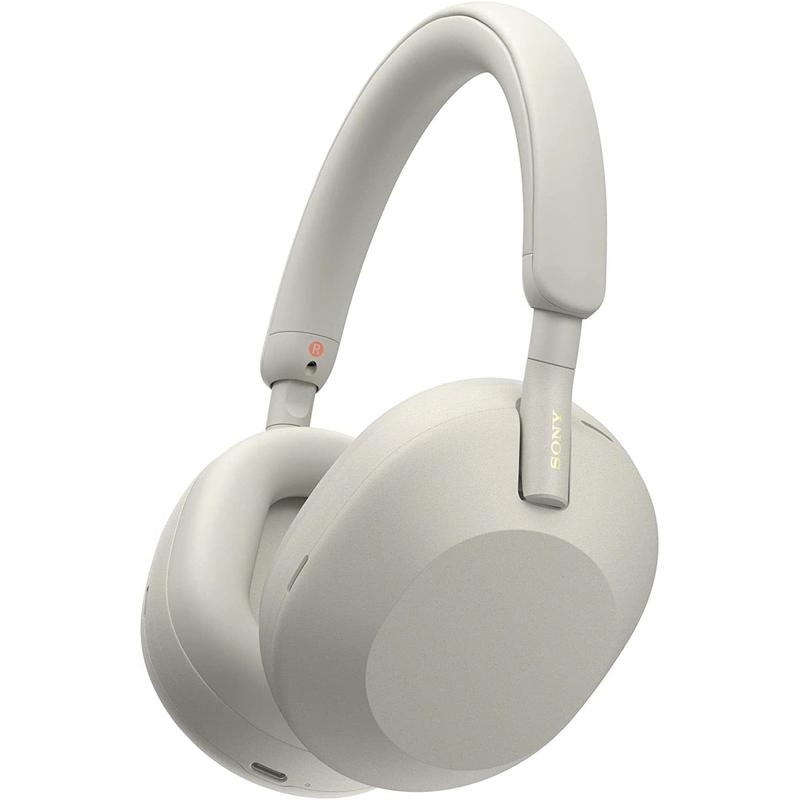 Sony WH-1000XM5 Wireless Industry Leading Noise Canceling Headphones, Silver Audio Earphones Bluetooth Charging