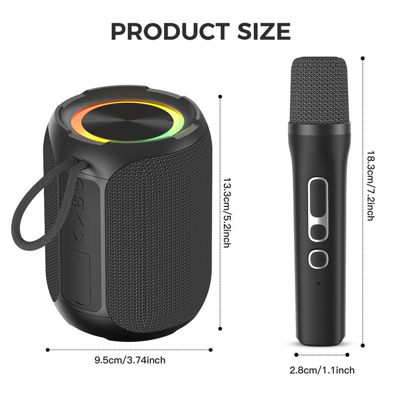 Portable Wireless Speaker with 2 Microphone, 40W Stereo Sound BT Speaker with Light Show, Waterproof Portable Speaker for Home & Outdoor, Camping Gadgets 2024