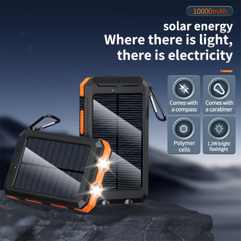 Sustainable Power for All: 10,000 mAh Solar Power Bank for Camping Trips and Daily Adventures! Accessories Charging Portable Rechargeable