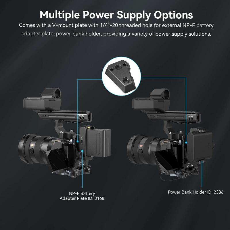 SmallRig V-Mount Battery Plate, V Lock Battery Mounting Plate with Double Quick Release Plate for Arca-Swiss, L-Shape Compact & Foldable V Mount Battery Plate for DSLR Camera, Gimbals & Tripod - 4064B