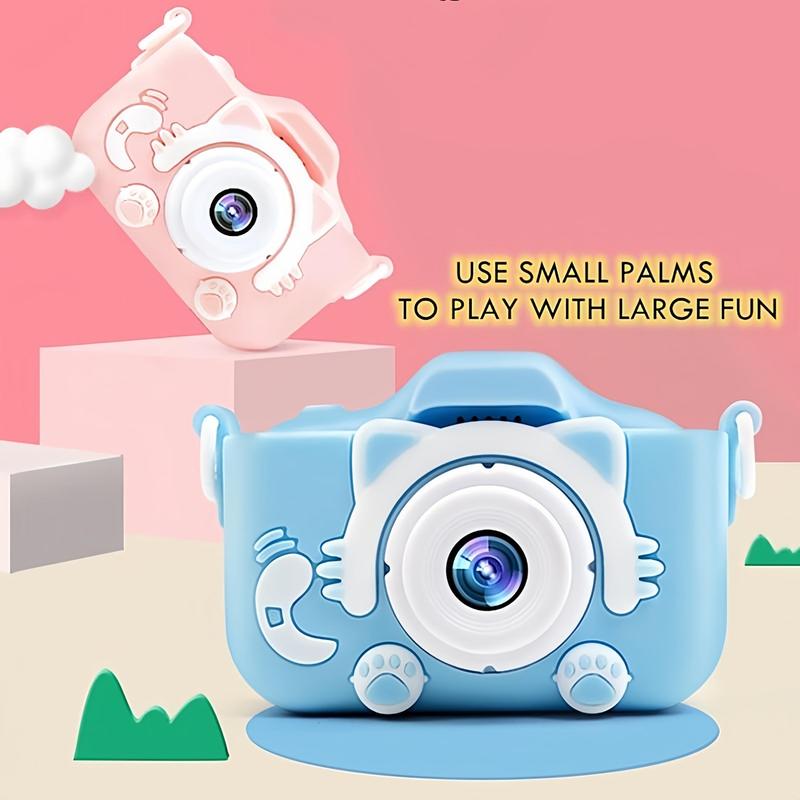 Cute Cat Design Digital Camera, 8x Zoom Camera with Built-in 5 Games, HD Camera with Screen Background, Camera Toy for Boys & Girls