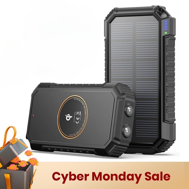 Cyber Monday Sale - Solar Power Bank 26800mAh, Wireless Portable Charger Fast Charge 3.0A Solar Charger External Battery with 4 Outputs & Flashlight for Phone, Tablet and Camping Outdoors