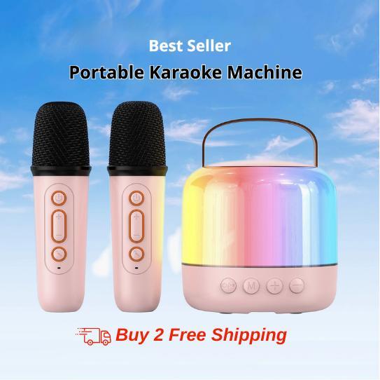 Y6 Q21 Karaoke Machine for Kids Adults, Portable Bluetooth Mini Karaoke Microphone Singing Speaker with 2 Wireless Mic and Light,Toys for All Smartphones,Birthday, Family, Home Party, Audio