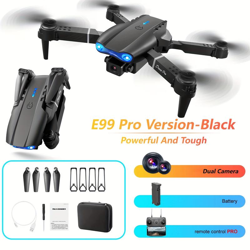 E99 Dual Camera Foldable Remote-Controlled Unmanned Vehicle, One-Click Takeoff and Landing, Remote-Control Four-Axis Aircraft for Beginners and Enthusiasts, Affordable Drone, Ideal Gift for Halloween, Christmas and New Year