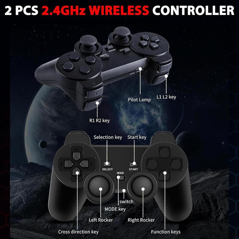 Upgrade Wireless Retro Game Console Stick, ZeroStory Retro Video Game Console Stick Built in 20000+ Games with 15 Emulators, 4K HDMI Output with 2 2.4G Wireless Controllers (64GB Memory Card)