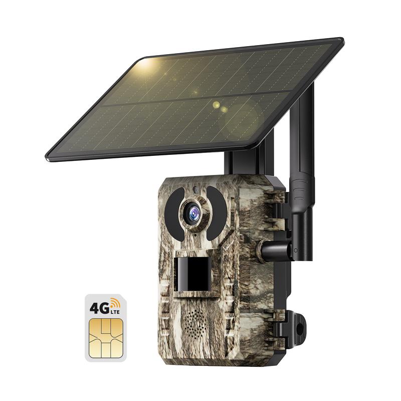 [Black Friday Deal]Solar Powered Wireless Trail Camera with 2K Video, UNLIMITED Data Plan,BILUT-IN SIM Card, Motion Activated, NOT SUPPORT WIFI, Low-Glow Night Vision, Support Live, Images and Video, Cloud Storage,  Support Android and IOS app