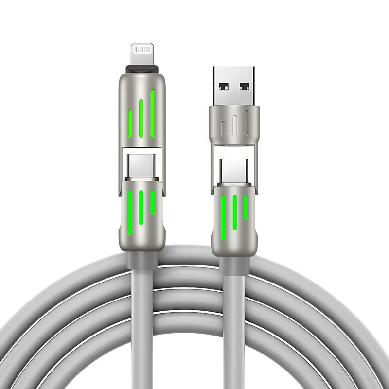 wanyted  4 in 1 USB Charging Cable (+ Free Storage Box) Fast Charging MAX 240W USB A+ TYPE C+ Lightning Multi-function Aluminum Alloy 240W for iPhone 15 14 Samsung Galaxy, Android Phones and Tablets iPad Pro