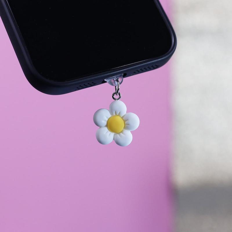 Cute Flower Design Phone Dust Plug Chain, 1 Count Creative Phone Dust Plug Pendant, Phone Accessories for iPhone & Android Phone