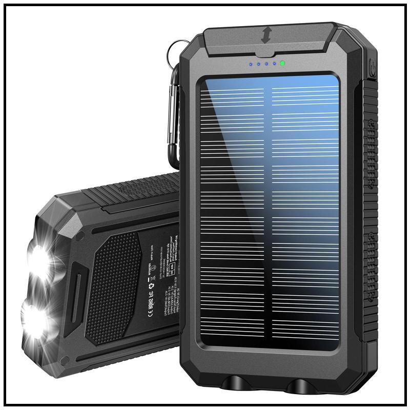 Sustainable Power for All: 10,000 mAh Solar Power Bank for Camping Trips and Daily Adventures! Accessories Charging Portable Rechargeable