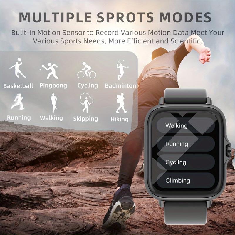 Alulu shop multifunctional sports smart watch for men & women, 1.83 ''full touch screen with wireless calling & Messaging, pedometer, fitness tracker smartwatch, for iPhone Android cell phones, smartbands fitness watch