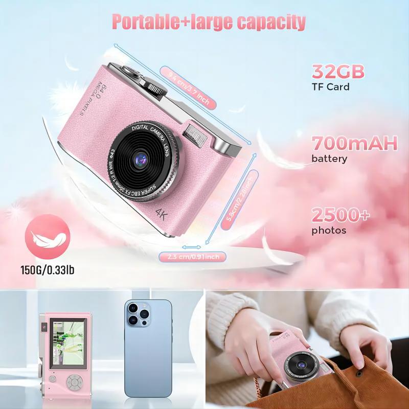 Portable Digital Camera,FHD 1080P Autofocus Vlogging Camera Electronics, Compact Small Camera,Digital Cameras for Teenagers Beginners,32g Memory Card, Ideal Gifts for Girl & Boy