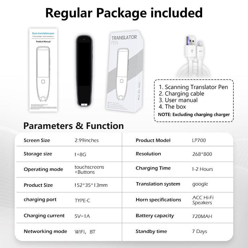 Christmas Gift Smart Translation Pen with HD – 134 Languages Two-Way Translation, 2.99-Inch Large Screen, Supports Online Scanning for 60 Languages, Ideal for Learning, Office, and Travel – Portable Digital Translator for Students and Professionals