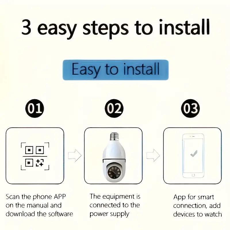 Dual Band WiFi Light Bulb Security Camera, 5G 2.4G 360 Degree Panoramic Wireless Home Monitoring Camera, Home Security Camera with Motion-Detection Alarm