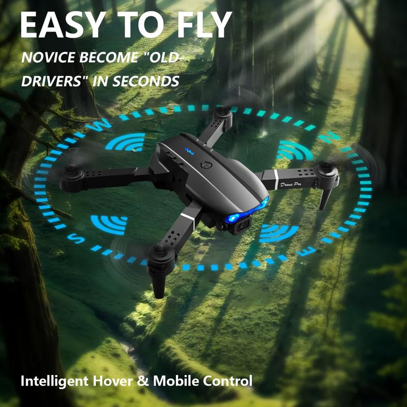 E99 Dual Camera Foldable Remote-Controlled Unmanned Vehicle, One-Click Takeoff and Landing, Remote-Control Four-Axis Aircraft for Beginners and Enthusiasts, Affordable Drone, Ideal Gift for Halloween, Christmas and New Year