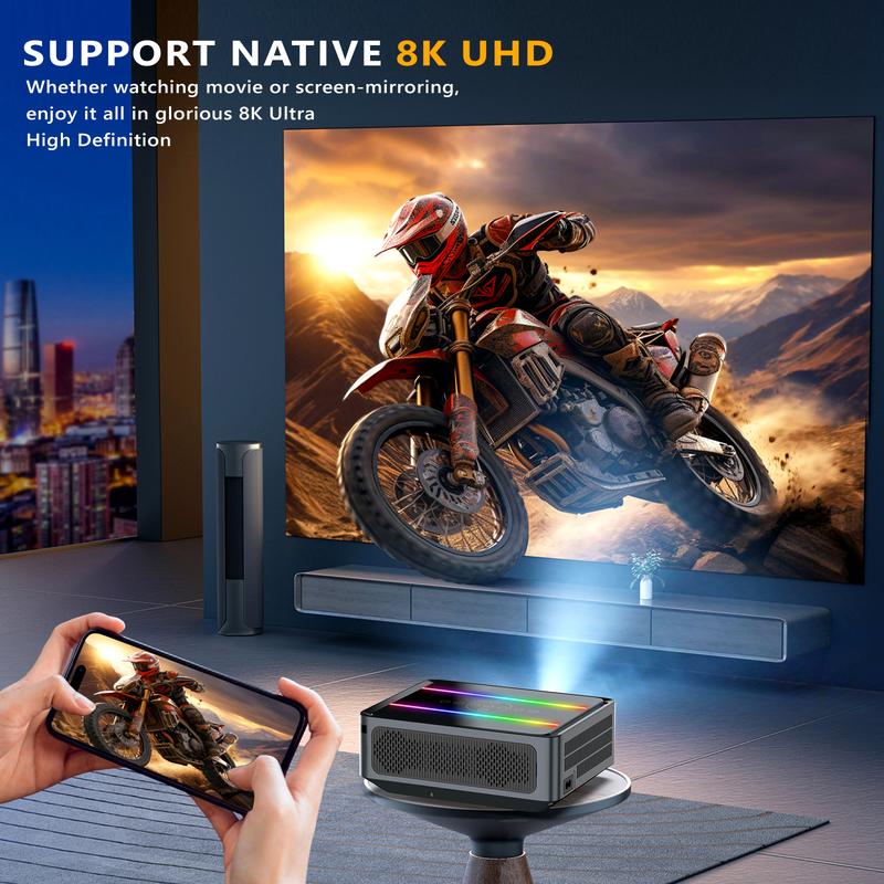 PUERSIT 4K Projector with 5G WiFi and Bluetooth,25000 Lux Brightness for Outdoor Movies,Auto Focus,Dolby Atmos Ultra-HD Smart Home Theater Projector Audio