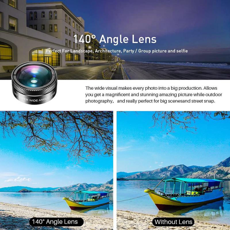 APEXEL 6 in 1 Phone Lens Kit, 205° Fisheye Lens & 25X Macro Lens & 140° Wide Angle Lens & CPL Lens & Star Filter & ND Filter, Phone Photography Accessories