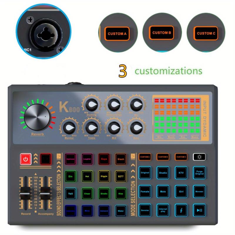 Professional Podcast Equipment Bundle, Podcast Microphone & K800 Sound Card Set with Audio Interface for Recording, Singing, Streaming Media, Games