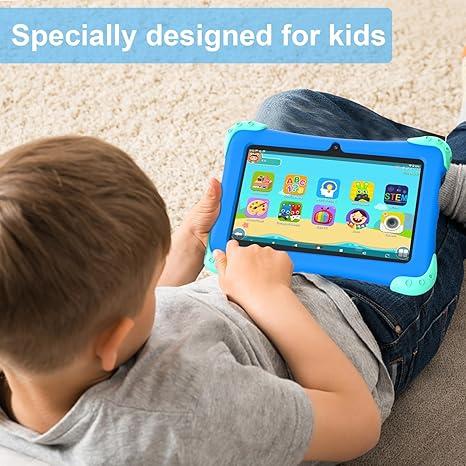 Kids Tablet 7 inch Android 12 Toddler Tablet Childrens Tablet for Kids 2-13 Quad-Core 2+32GB WiFi Bluetooth Dual Camera Parental Control with Drop-Proof Toddler Tablet Case