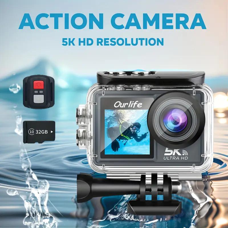 Ourlife 5K Outdoor Waterproof Action Camera for Vlogging with touchscreen Portable 50MP Digital Video Camcorder | Perfect for Water Sports, Underwater, Fishing - Wide Angle Lens，Christmas gifts ，Halloween gifts