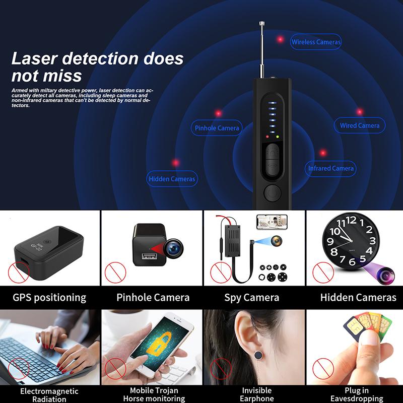 Hidden Camera Detector,wireless signaldetector， 2024 Anti-Spy, Hidden Device GPS , Bug , Rf Wireless Signal Scanner, Camera Detector for Hotels,automobile， Home, Office, 5 Levels Sensitivity Security