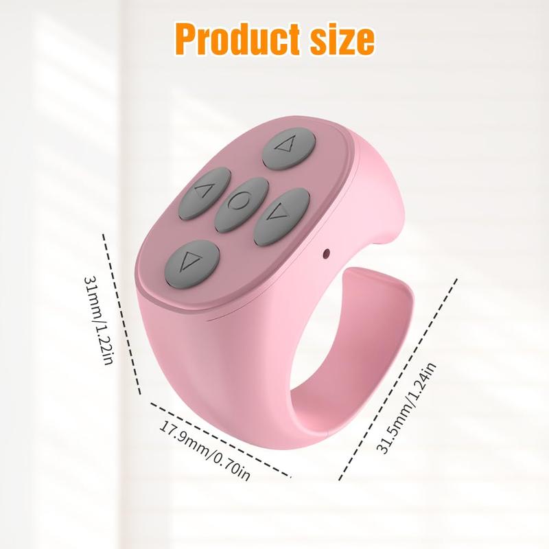 Remote Control for TikTok,Fingertip Wireless Bluetooth Scrolling Ring Scroller Page Turner,  Music Control,Selfie and Recording Video Remote, , for iPad,iPhone