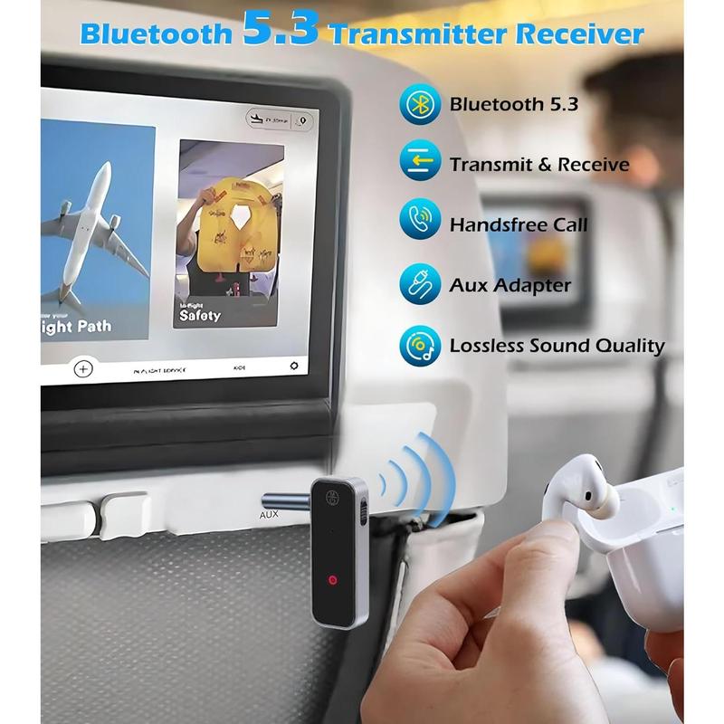 Bluetooth 5.3 Transmitter Receiver, Aux Bluetooth Adapter for Car, Bluetooth Transmitter for TV AirPods Headphone Airplane, Bluetooth Receiver for Home Stereo Car Stereo Speakers