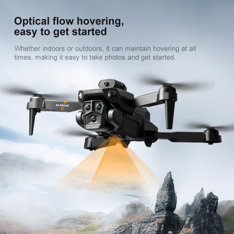 Upgraded 4K UAV 4-Way Automatic Obstacle Avoidance Foldable 3 Camera K6 Max UAV, Real-Time Video, Customizable Route, One-Click Takeoff and Landing Obstacle Avoidance, Suitable for Christmas, Halloween and Thanksgiving Gifts