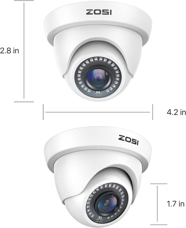 ZOSI 4 Pack 1080P 1920TVL HD-TVI Dome Security Cameras,Night Vision,2MP Indoor Outdoor Home Surveillance CCTV Camera for 1080P 5MP 4K TVI Analog DVR White CCTV Cameras Car camera