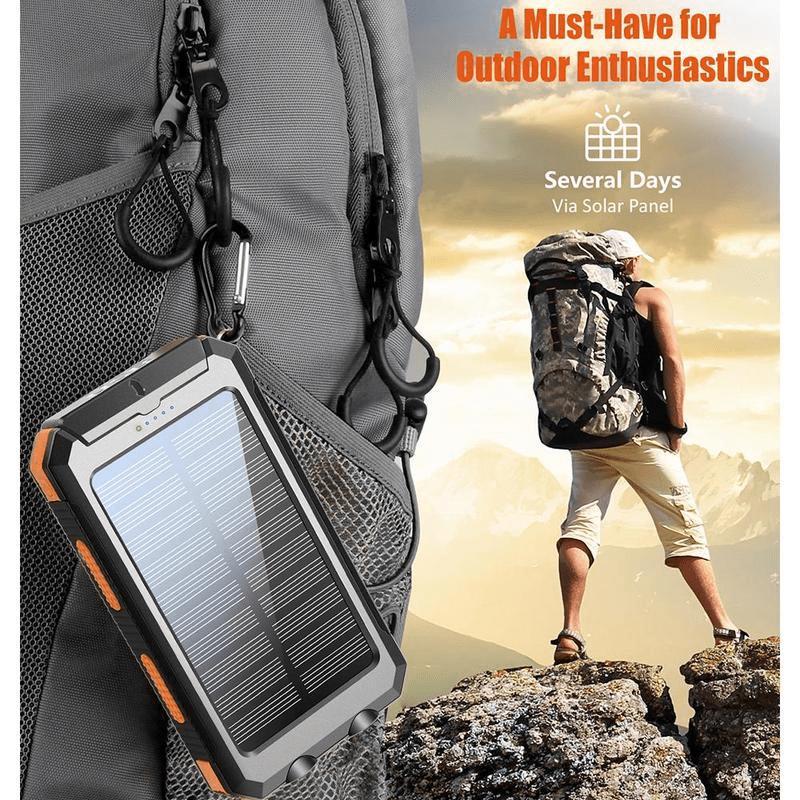 Sustainable Power for All: 10,000 mAh Solar Power Bank for Camping Trips and Daily Adventures! Accessories Charging Portable Rechargeable