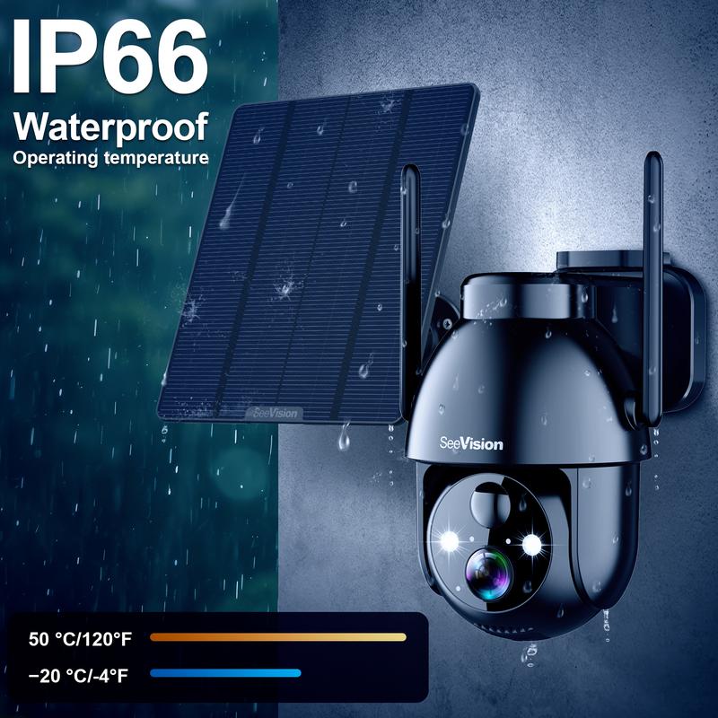 4G LTE Cellular Solar Security Cameras Wireless Outdoor, Solar Powered 3MP Camera 2K Security Camera for No WiFi, PIR Motion Detection,Siren,Color Night Vision, SD Cloud Storage (SIM Card Included)