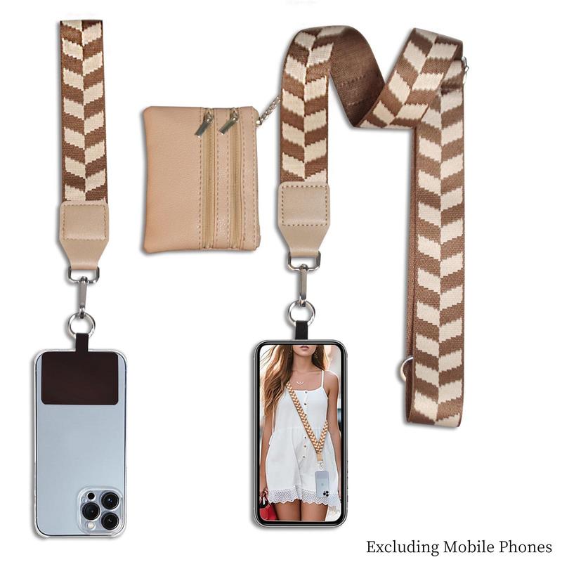 Smartphone Lanyard with Zippered Pouch, Smartphone Strap with Wallet Crossbody, Fashionable Phone Lanyard Crossbody for Women & Men, Phone Accessories, Smartphone Lanyard, Cellphone Accessories