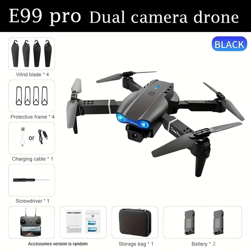 2 Batteries E99 K3 Professional Dual Camera Drone, Remote-controlled Airplane, Remote Control, Altitude Maintenance, Lithium Polymer Battery, Ideal Holiday Gift For Halloween And Christmas