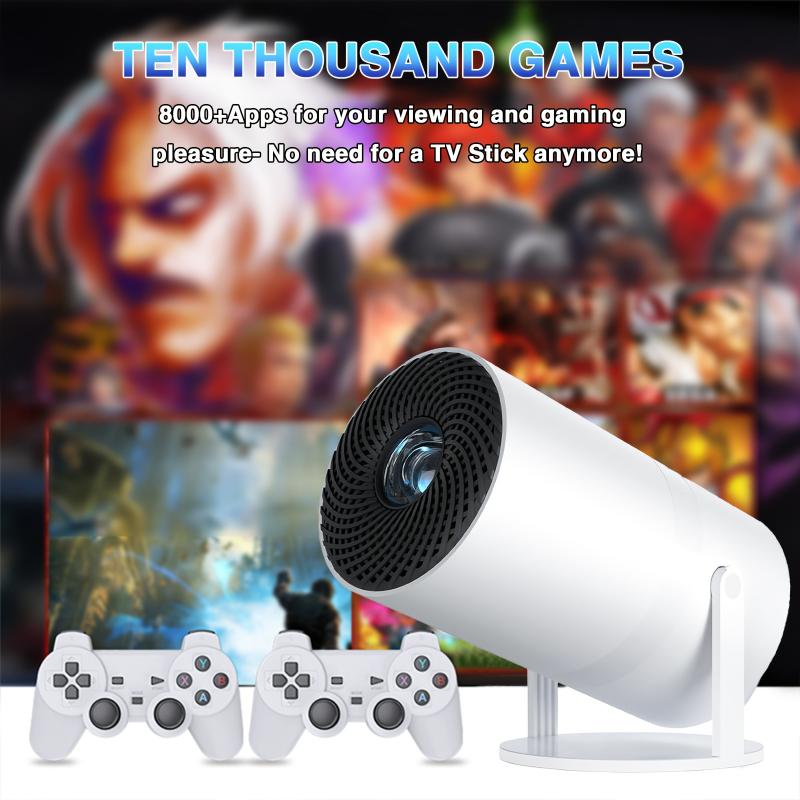 Projector With 10000+ Games, Includes 2 Game Handles, 270° Adjustable Stand, Outdoor Portable Movie Projector, Supports WiFi And Bluetooth, 1080P Support, Auto-calibrates Home Projector, Suitable For Mobile Phones TV Sticks