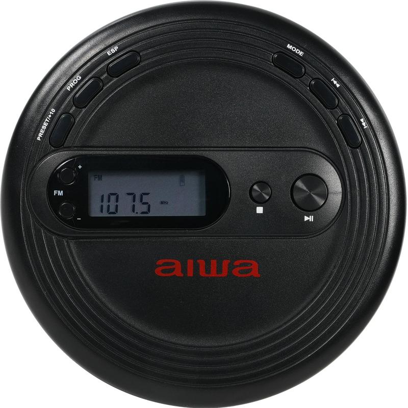 Aiwa Personal Portable CD MP3 Player with FM Tuner, 3.5mm Earbuds, 2 AA Batteries