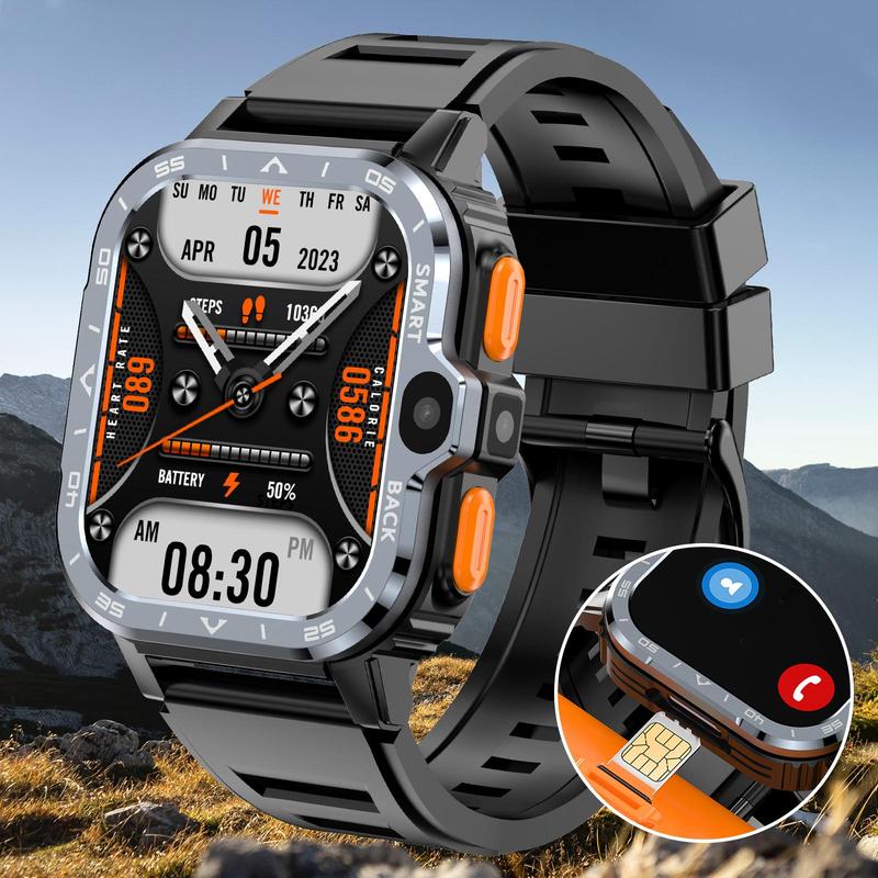 Smartwatch with Face Recognition & 4G SIM-card Insertion & Multi-sport Mode, Outdoor Sports Watch with Multiple App Alerts, Sports Watch for Women & Men, Smart Watch