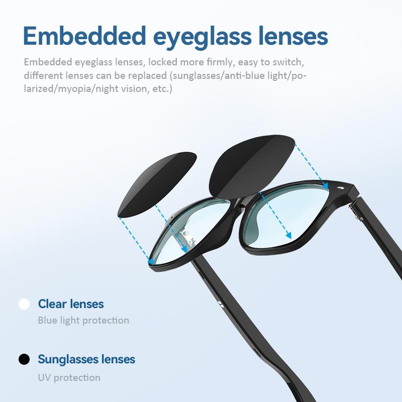 New magnetic smart glasses replaceable lenses, lightweight, one second instant connection Bluetooth connection touch playback, easy to operate