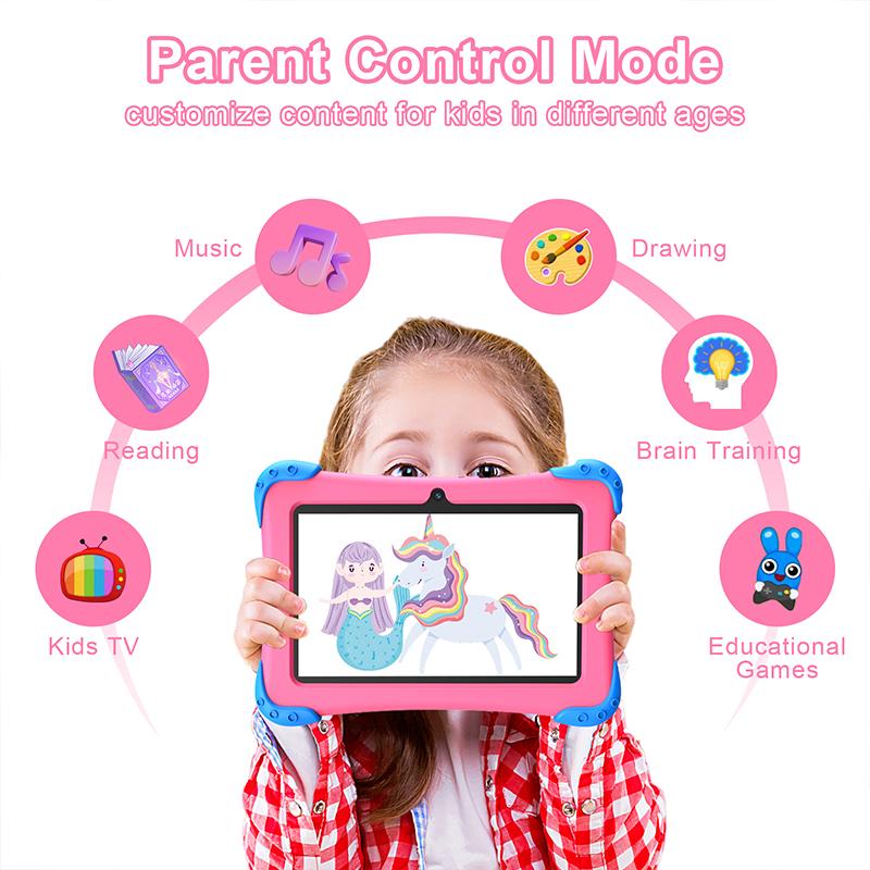 Kids Tablet 7 inch Android 12 Toddler Tablet Childrens Tablet for Kids 2-13 Quad-Core 2+32GB WiFi Bluetooth Dual Camera Parental Control with Drop-Proof Toddler Tablet Case